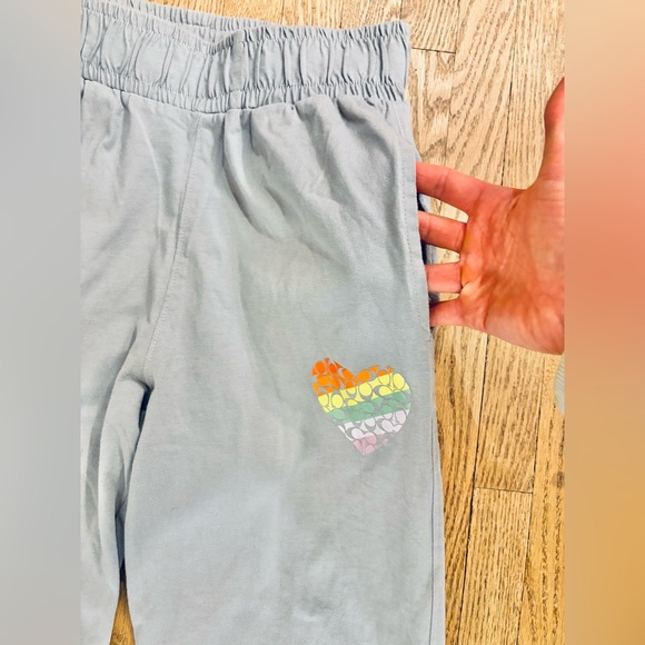 Coach Gray Joggers Lounge Pants with Rainbow Heart Small - Picture 5 of 7